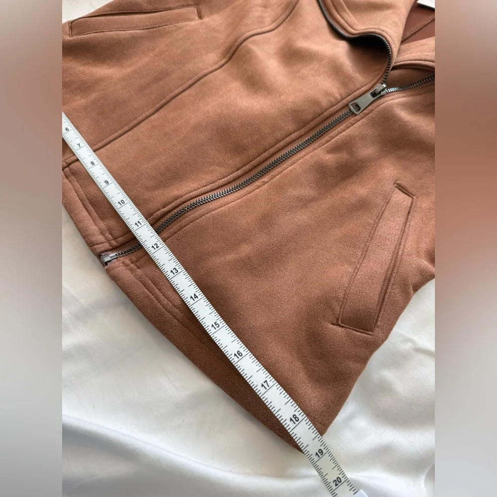 NWT AUTOMET Brown Faux Suede Moto Jacket | Size M | Asymmetrical Zip - Picture 11 of 11